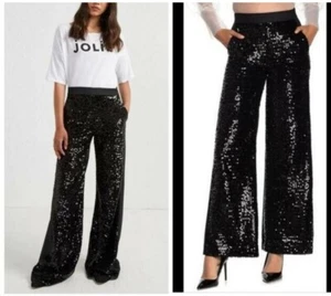 NWOT Women's Black Sequin High-Rise Pants Size XS Glitzy Glam - Picture 1 of 10
