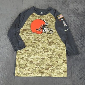 Cleveland Browns Shirt Nike Camo Salute to Service 3/4 Sleeve Men Small - Picture 1 of 9