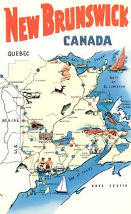 Map of Province of New Brunswick with Highlights Canada Postcard - Picture 1 of 2