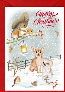 Chihuahua Dog A6 (4" x 6") Christmas Card (Blank inside) Design by Starprint - Picture 1 of 1