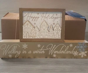NEW! Christmas Decor • 2 Signs • Walking In A Winter Wonderland • Happy Holidays - Picture 1 of 6