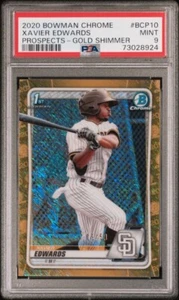 2020 Bowman Chrome Xavier Edwards 1st Gold Shimmer Refractor /50 PSA 9 Mint - Picture 1 of 2