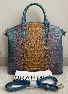 NEW BRAHMIN Large DUXBURY Leather Satchel Bag MULTI ESPLANADE Brown Floral NWT - Image 1 of 4
