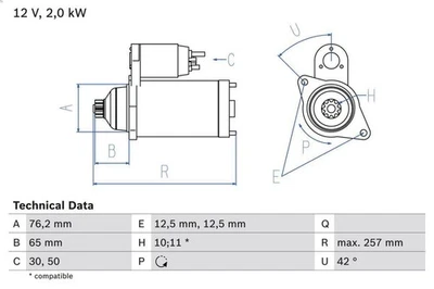 Motor de arranque BOSCH 0 986 018 390 para AUDI A3 (8L1) 1.8 1999-2002 Foto 1 de 4