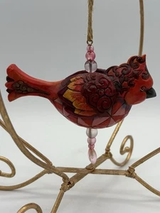 Jim Shore Red Cardinal Bird Ornament Beaded 2007 Enesco China - Bild 1 von 8