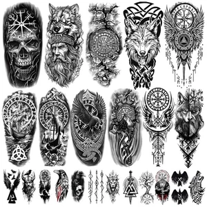 Wikinger-Tattoo Set 77 Blätter Faltbar Tribal Mythologie Festival Reise - Bild 1 von 3