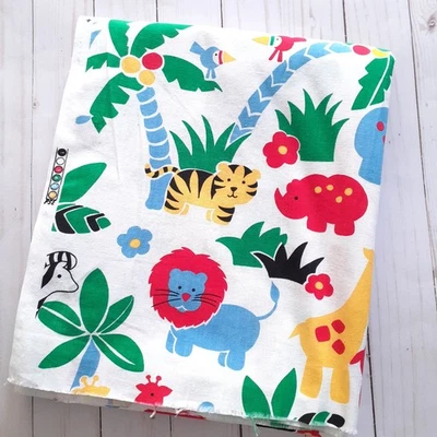 Vintage Weilwood Cartoon Jungle Animal Cotton Fabric - 3 yards - Image 1 of 4