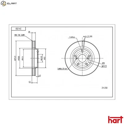 2x BRAKE DISC 214 350 FOR LEXUS TOYOTA 1MZ-FE 3.0L 3VZ-FE 3.0L 6cyl ES 2.2L 4cyl - Image 1 of 4