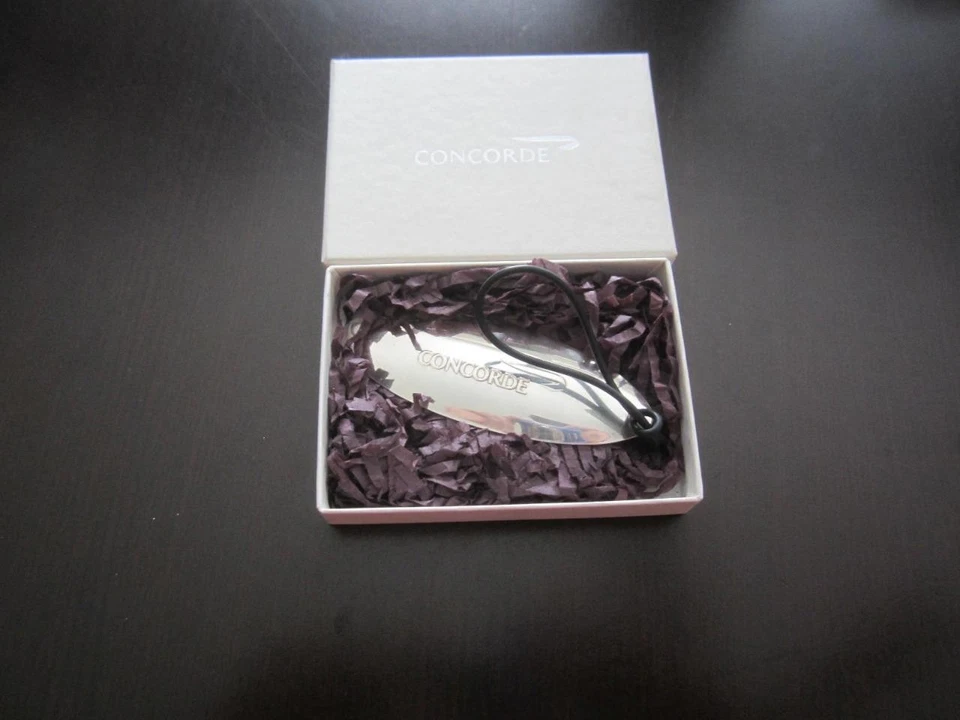 BRITISH AIRWAYS CONCORDE AIRPLANE PLATA ESTERLINA BOLSA DE EQUIPAJE ETIQUETA CAJA ORIGINAL Foto 1 de 1