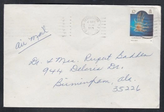 CAYMAN ISLANDS Commercial Cover George Town to Birmingham 4 Dec. 1985 cancel - Image 1 of 1