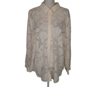 Blusa Torrid Madison Floral Crema Transparente Abotonada Para Mujer Talla 2 - Imagen 1 de 14