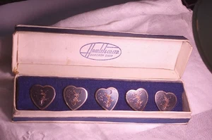 RARE Heart Shape Siam Sterling Silver Black Niello Goddess 5 Buttons Box Bangkok - Picture 1 of 14