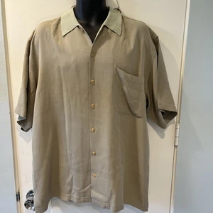 Camisa informal TOMMY BAHAMA RELAX para hombre GRANDE 100 % seda lisa verde salvia texturizada - Imagen 1 de 11