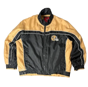 New Orleans Saints Jacket Vintage NFL Large Black Gold Colorblock Full Zip - Picture 1 of 9