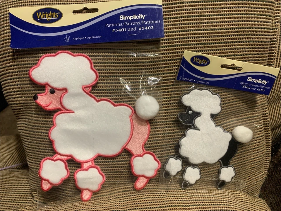 Wrights Felt White N Pink Poodle Applique 7" Sew Ons Simplicity Pattern 5403