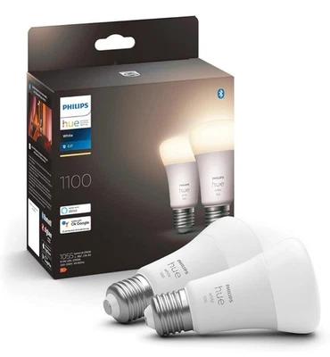 Philips Hue New White Smart Light Bulb 75W - 1100 Lumen 2 Pack E27 Edison - Image 1 of 4