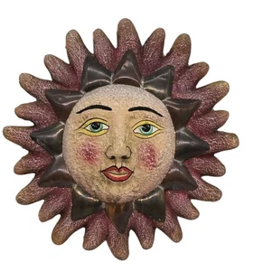 Cara de Sol Celestial, Brutalista Latón Cobre Arcilla Pared Escultura Artista Firmado - Imagen 1 de 6