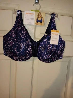 Warners  44DD Colorful Floral Bra Underwire No Padding - Image 1 of 4