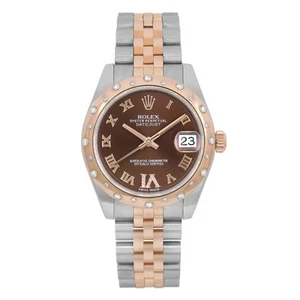 Rolex Datejust 31 18K Rose Gold Steel Diamond Chocolate Watch 178341 - Picture 1 of 6