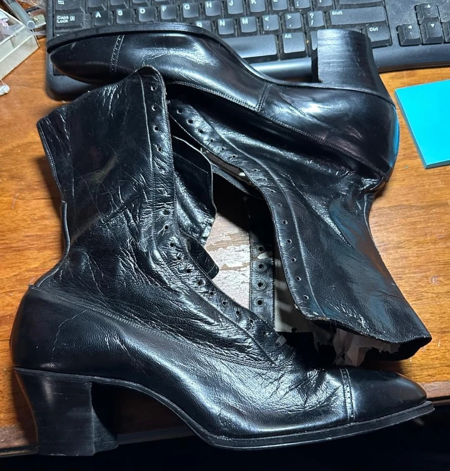 Antique The Selby Shoe Co. Edwardian Victorian Lace Up Black Boots New w/Issues - Image 1 of 4