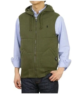 Polo Ralph Lauren Hooded Sweat Quilted Cotton Vest - Down Vest Type - Olive - - Picture 1 of 6