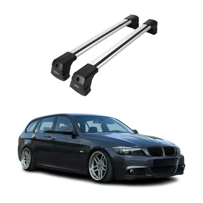 Racks de teto Fix Points barra transversal para BMW 3 Series F30 Sedan 2012-2019 cinza alumínio - Imagem 1 de 4