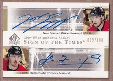 2004-05 SP Authentic Sign of the Times #SH Jason Spezza/Martin Havlat AUTO /100