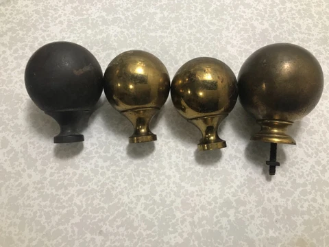 Vintage/Antique “FANCY“ BIG BRASS BALLS FINIALS Wonderful OLD Patina! EACH Cover