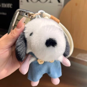 Cute Real Rabbit Fur Dog Puppy Keychain Kids Doll Toys Bag Car Phone Pendant - Picture 1 of 9