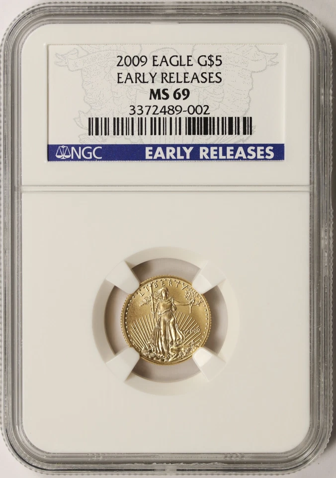 2009 $5 Gold 1/10 oz American Eagle NGC MS69 Early Releases - Image 1 of 4