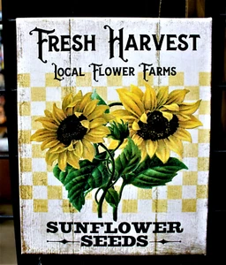 Fresh Harvest Sunflower Seeds Rustic Farmhouse Print on 8 X 10 Stretched Canvas - Picture 1 of 1
