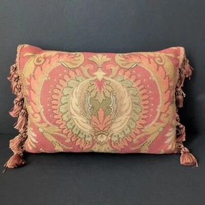 Anichini Elegant Tapestry Decorative Throw Pillow with Fringe - Picture 1 of 5