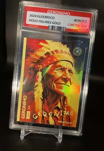 Tarjeta de retrato pintada GleeBeeCo GERONIMO 2024, holograma dorado firma UNA HECHA 1/1 - Imagen 1 de 4