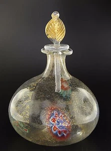 Bottiglia Collezione Vetro di Murano Murrina Foglia Oro Made in Italy - Foto 1 di 1