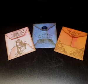 Set Of 3 Handmade Junk Journal Mini Envelopes Pink, Blue, Orange - Picture 1 of 12