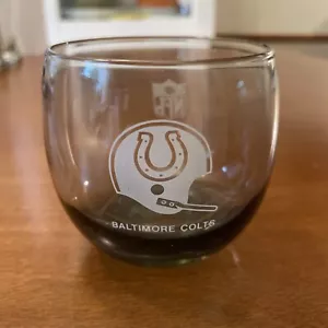 Vintage 1980's NFL Baltimore Colts Football Smoky Rocks Glass Barware - Picture 1 of 5