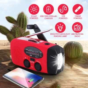 2000mAh Emergency Radio with LED Lights, USB, Solar Charging, FM/AM, Portable - Picture 1 of 6