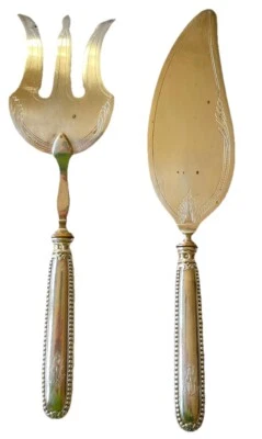 Emile PUIFORCAT couverts de Service à Poisson en Argent fourré Minerve Chiffrés - Photo 1/4