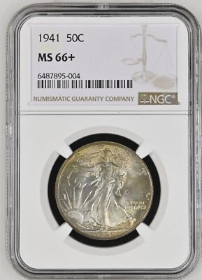 1941 NGC MS66+ Walking Liberty Half - Toned - Image 1 of 2