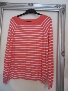 Joules (Vicky) ladies Orange & white striped long sleeved jumper size 14 - Picture 1 of 5