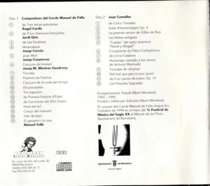 COMELLAS, Joan, etc. Compositors del Cercle Manuel de Falla. 2 CDs. mORALES 032D - Picture 1 of 2