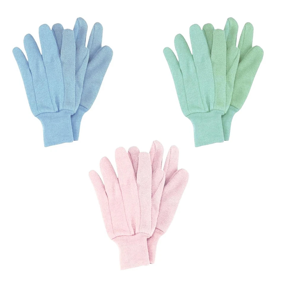Gardening Gloves Ladies Medium 3pkt Briers Pastel Jersey High Grip Comfort Fit   - Image 1 of 1