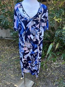 Taking Shape TS Dress Womens Plus Size XXS (12) White Pink Blue Tunic Pockets - Picture 1 of 16