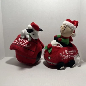 GEMMY ANIMATED PEANUTS SNOOPY DOG HOUSE & CHARLIE BROWN CAR WOBBLER MUSICAL - Picture 1 of 10