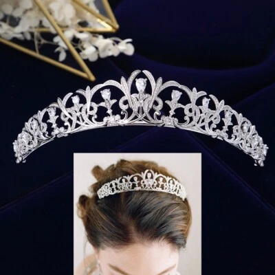 Moda Plata Circón Completo Tiaras de Novia Coronas Cristal Boda Accesorio para Cabello Foto 1 de 4