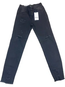 Black Label by C’rst Toi Black Woman’s Jeans Distressed High Rise Waist Sz 13/30 - Picture 1 of 5