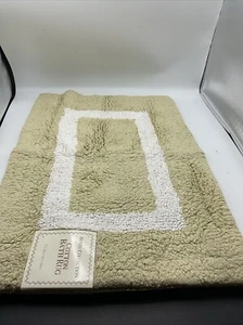 Hotel Collection Better Trends Cotton Bath Rug 17in x 24in Sage Green/ White - Picture 1 of 8
