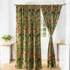Green Velvet Curtain Drape Window Decor Door Curtain Blackout Luxury Curtain - Picture 1 of 5