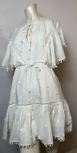 Farm Rio Minikleid weiß bestickt Blumen Perlen Spitze Größe Medium - Bild 1 von 22