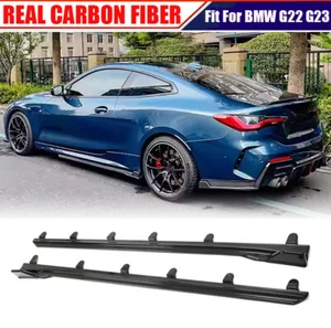 Alerón labial extensión falda lateral de carbono real para BMW Serie 4 G22 G23 430i M440i - Imagen 1 de 13
